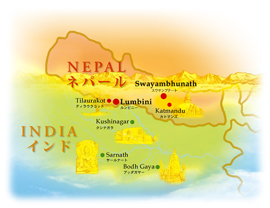 Bản đồ vùng Népal, gần biên giới vùng Bắc Ấn Độ - Map of Nepal and borders of North India